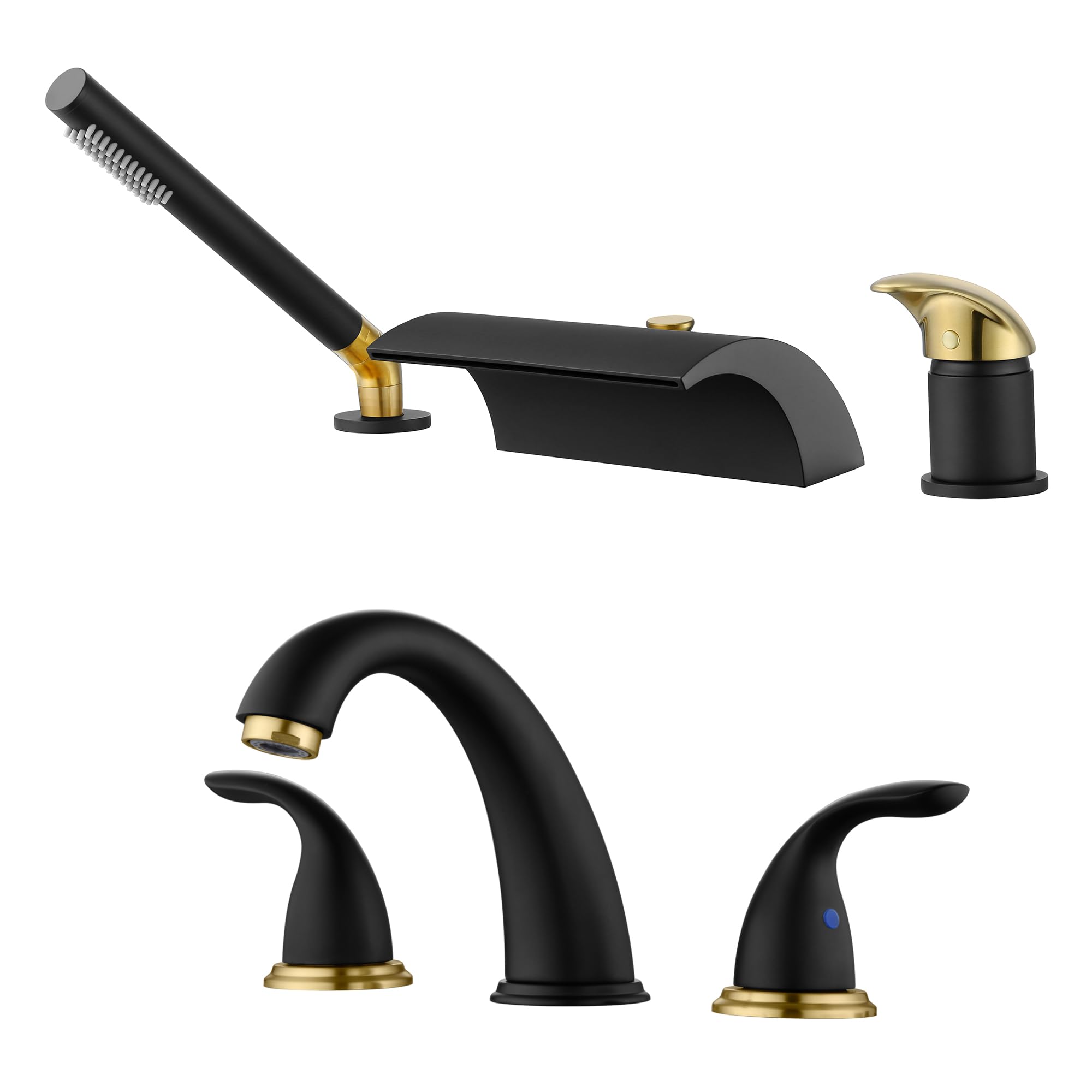 Nfusrxmbk Black/Gold Roman Tub Faucet S2138w-Mg+8 Inch Widespread Bathroom Faucet S1423s-Mg