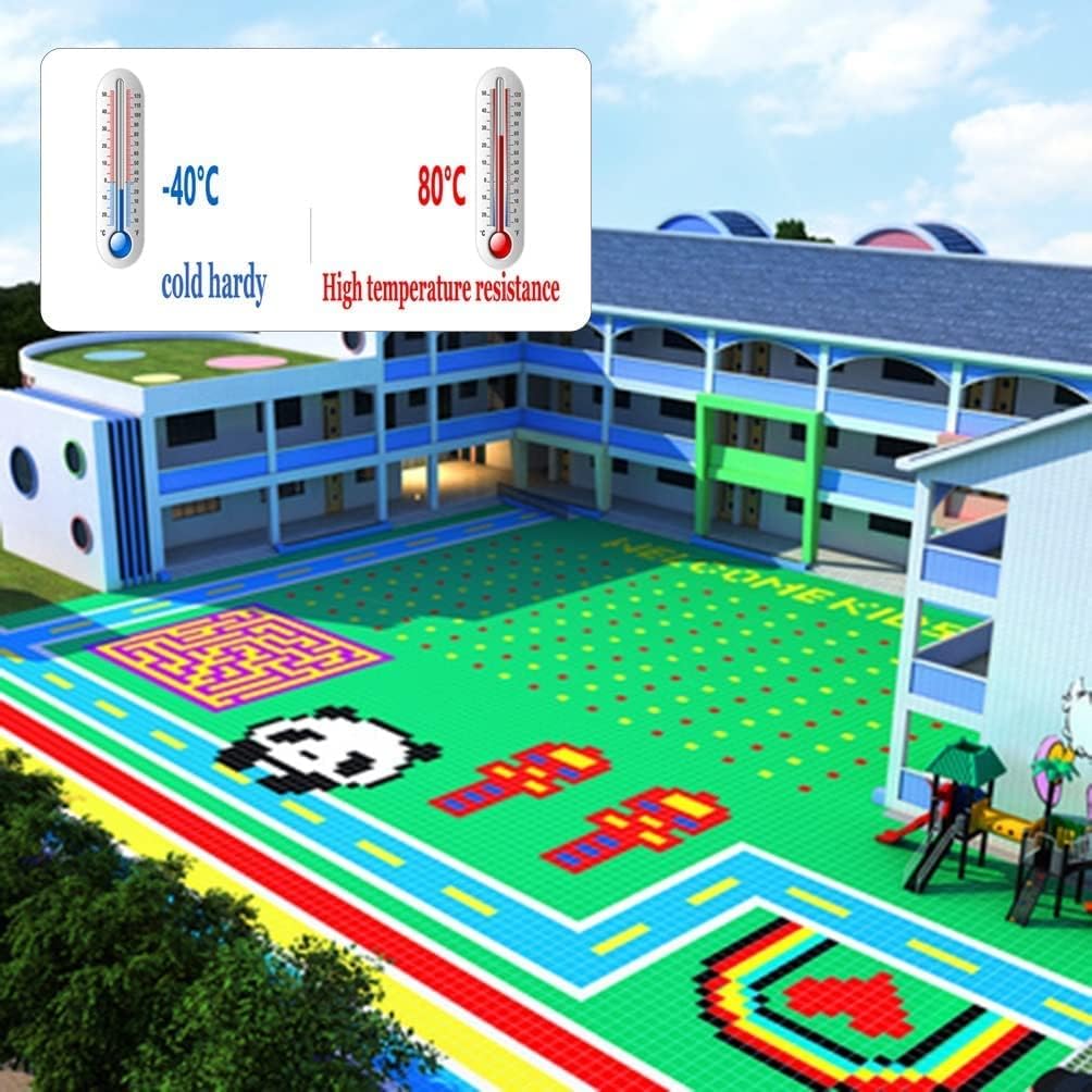 25CM Modular Interlocking Floor Tiles - Weatherproof Sports Flooring with Drain Holes for Outdoor Kindergarten Playgrounds, Durable Green Tile for Kids' Activities - 1 Piece