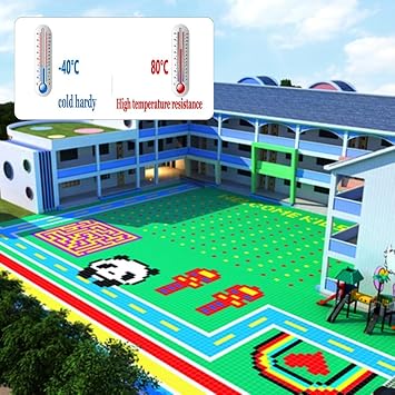 Modular Interlocking Floor Tiles School Kindergarten Modular Interlocking Floor Tiles, Outdoor Playground Amusement Park Weatherproof Sports Mat, Easy to Install (1PCS Gray)
