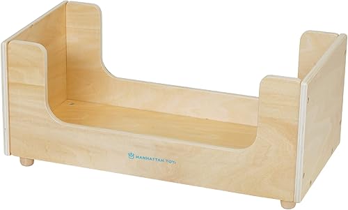 Miniatura 2 de Manhattan Toy Cama de trineo de madera para dormir apretada con almohada y manta para muñecas y animales de peluche