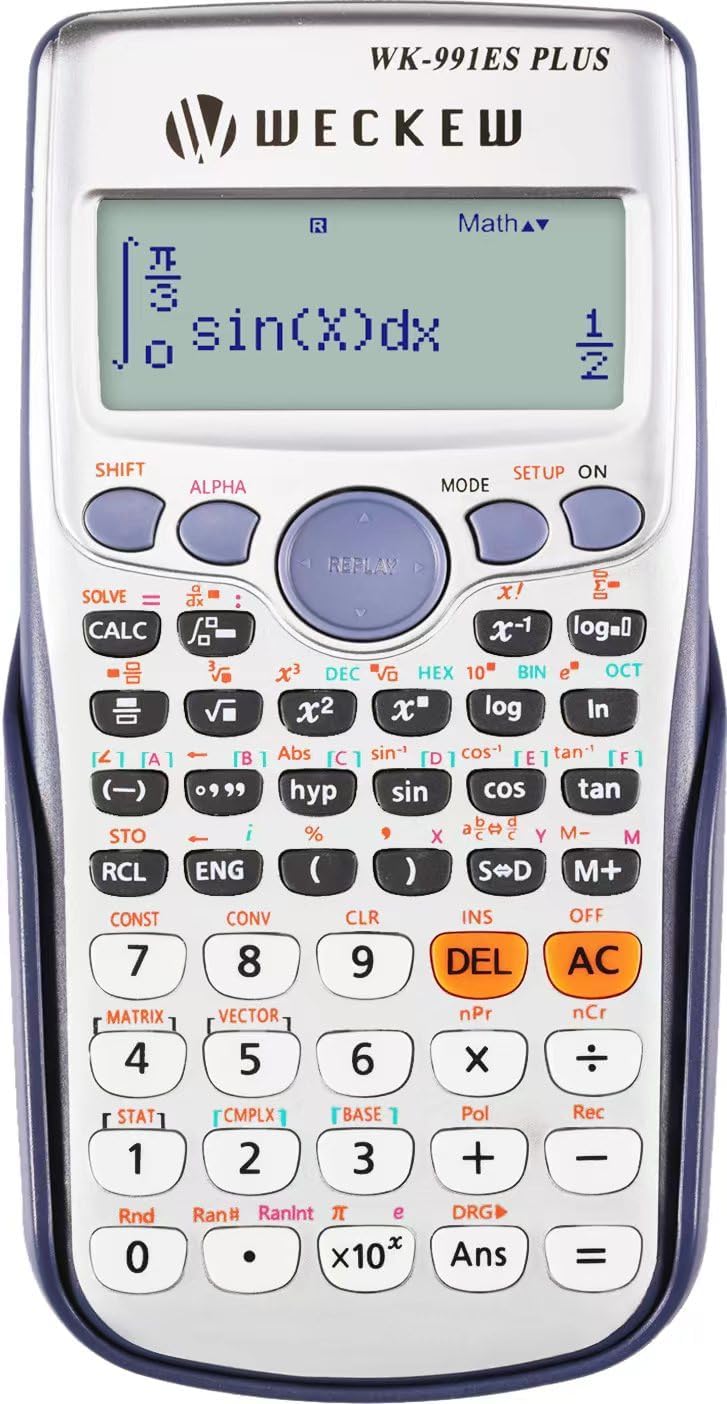 WECKEW Scientific Calculators, Math Calculator with 417 Functions, 2 Line 10+2 Digits Written Display Scientific Calculator for Secondary School/College/Business/Office 991ES PLUS