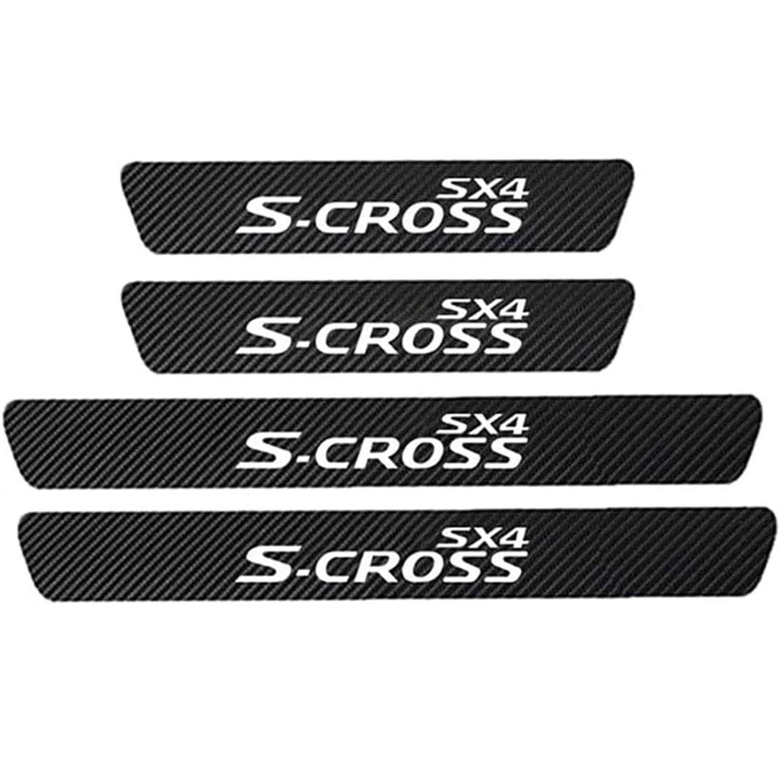 KAFMZEP Car Door Sill Protector for Suzuki SX4 S-Cross 4PCS Car Door Sill Scuff Plate Carbon Fiber Stickers Accessories,White