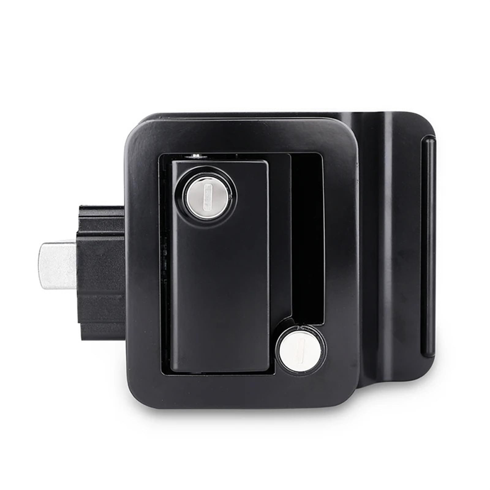 Trailer Camper Entry Door Lock Handle Zinc Alloy Security RV Door Lock Replacement with Deadbolt Computer Key Door Handle 1Pcs(Black)