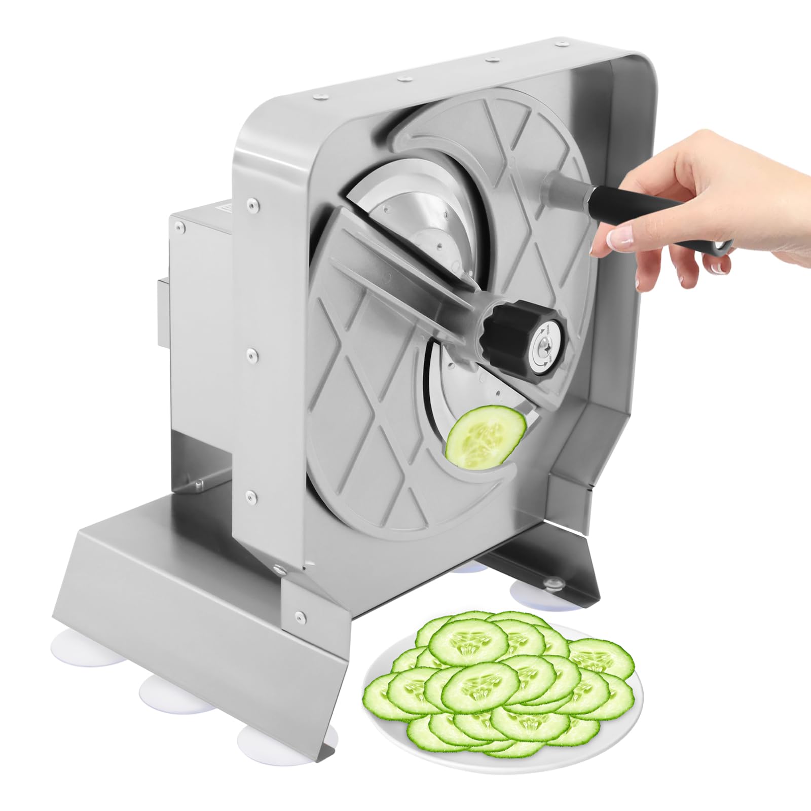 Affettatrice manuale per verdure e frutta, 1-10 mm di spessore (4R) | Affettatrice regolabile in acciaio inox per patate, arance, mele, cetrioli, limoni