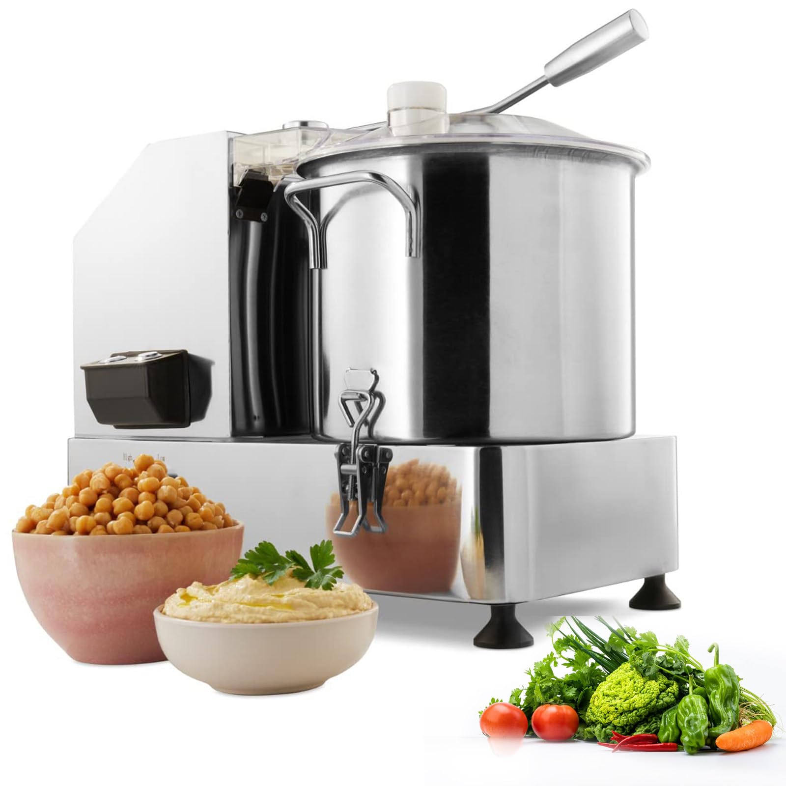 Vegetable Chopper y picadora de Alimentos eléctrica, 2000W, Bowl de 10", Control sin escalones. para Preparar purés, Carne picada y Verduras en restaurantes 12L