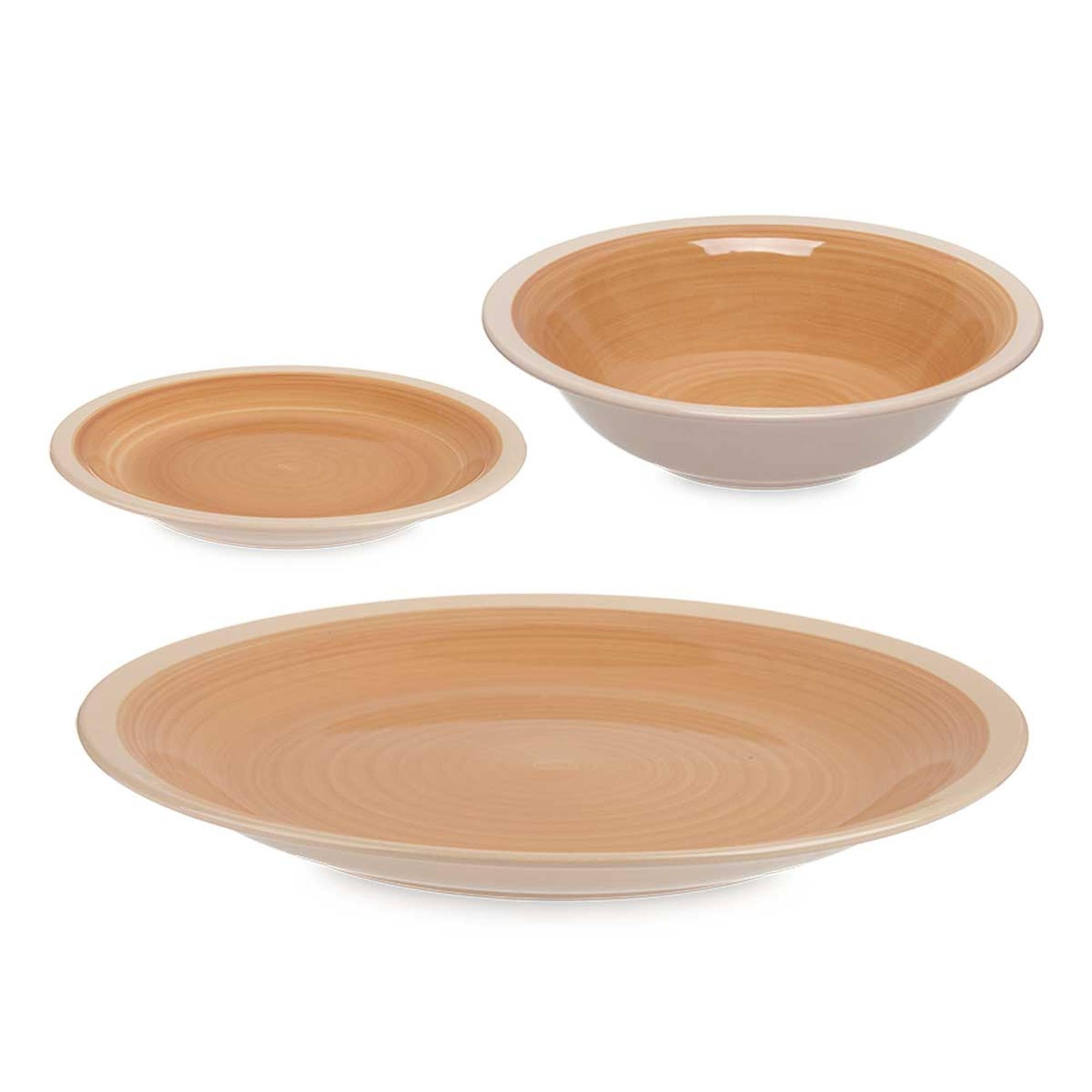 San Ignacio Set 18 pzs vajilla gres beige borde colección VESSIA