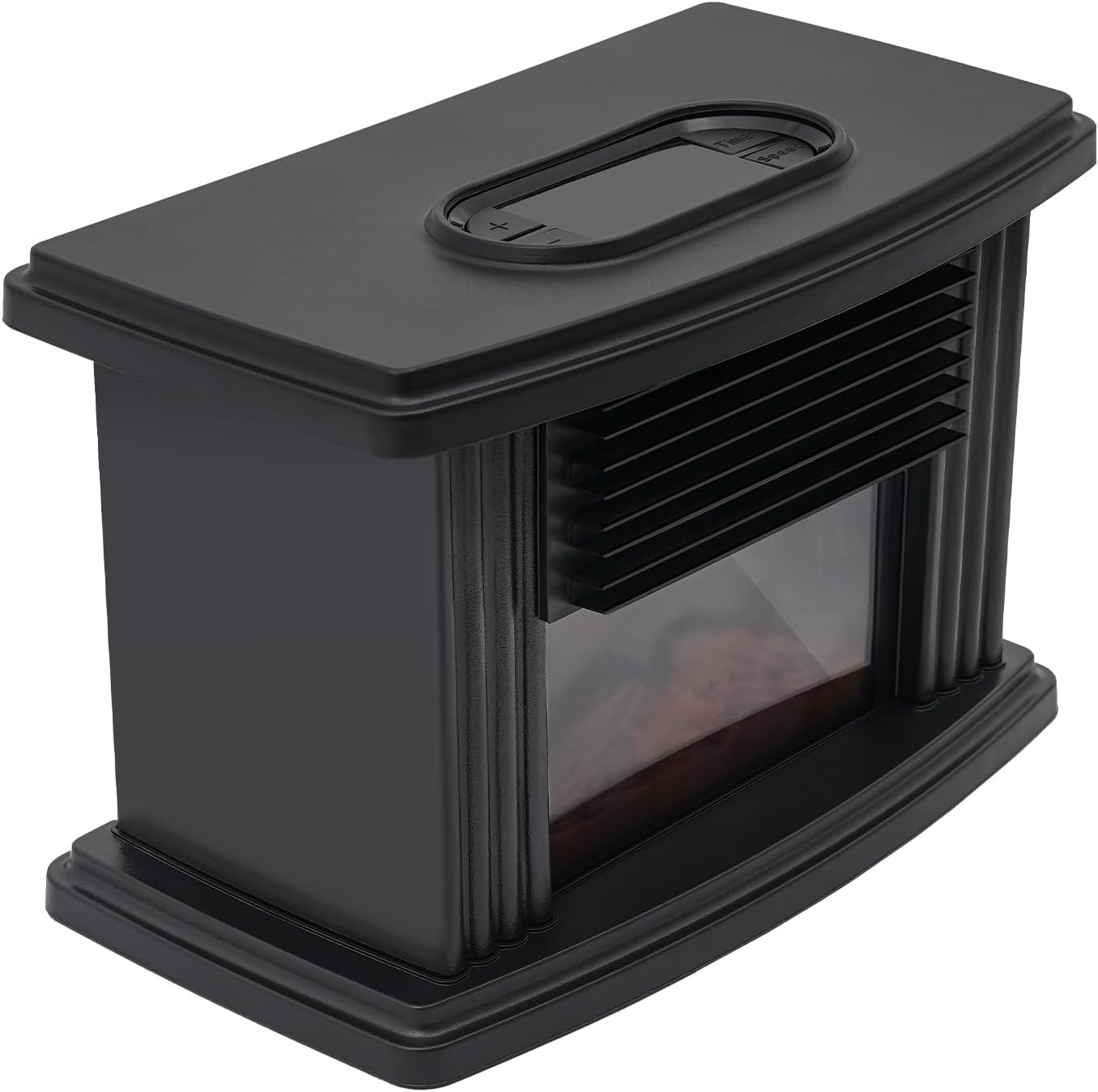 Mini Fireplace Heater - Portable 3D Flame Adjustable Heater with 3 Fan Speeds, Ideal for Home/Office Decor (Black)