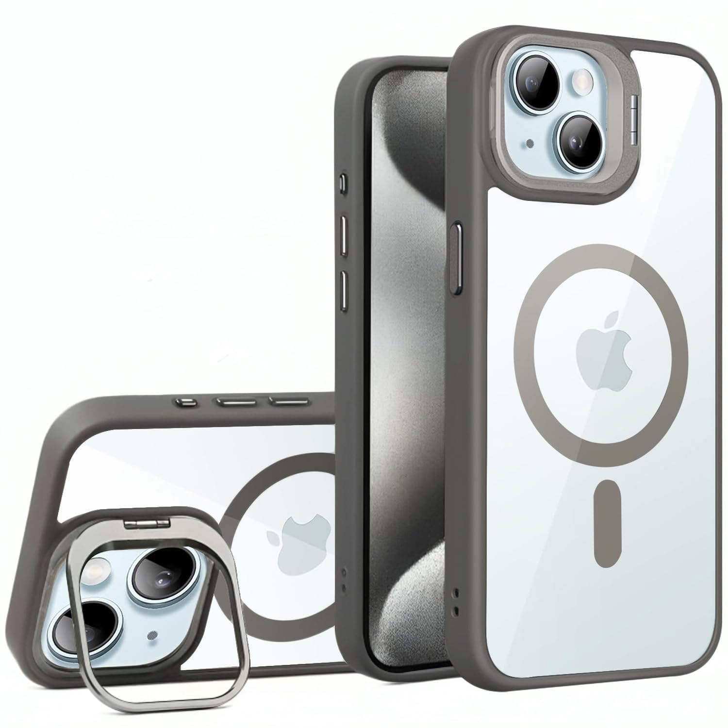 VONZEE iPhone 15 Plus Clear Case with Camera Stand -10