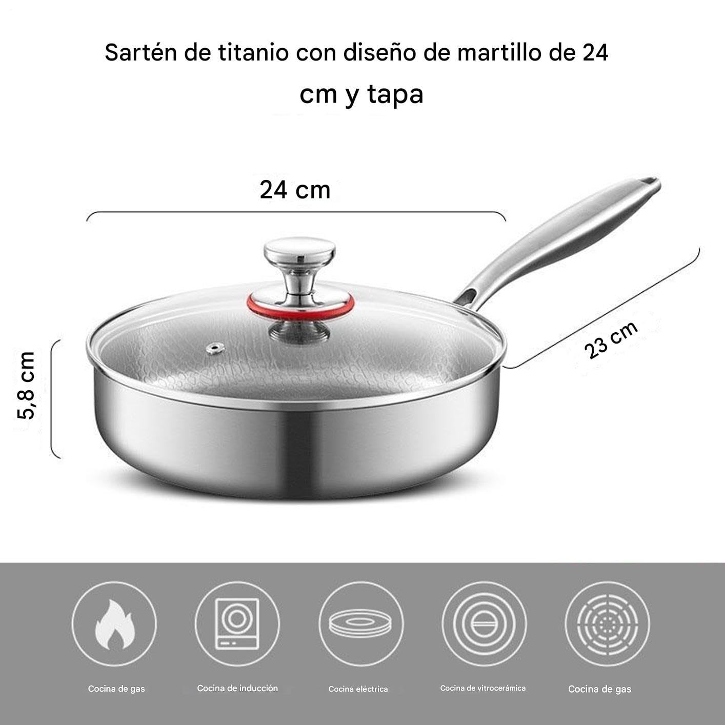 Sartén de Titanio Utensilios de Cocina Antiadherentes | Sartén para Hogar Para Cocineros Domésticos Principiantes Preparación Comidas Huevos Tortillas Carnes Camping Viajes