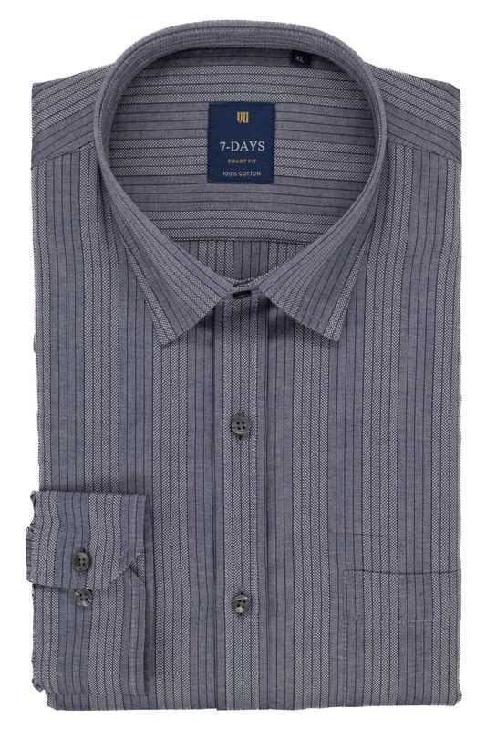 Image of 7-DAYS Men's Premium Striped Shirt - 100% Cotton, Tailored Fit (Between Slim & Regular), Full Sleeve, with Pocket - Smart Office & Casual Look