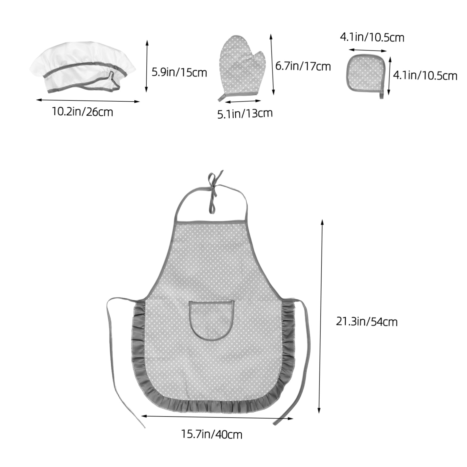 GALPADA Children's Kitchen Apron Set Cooking and Baking Kids Chef Role Play Complete Set Hat Mitt Pot Holder