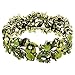Falari Vintage Flower Bracelet Bangle Crystal Beads Hand-Painted Green