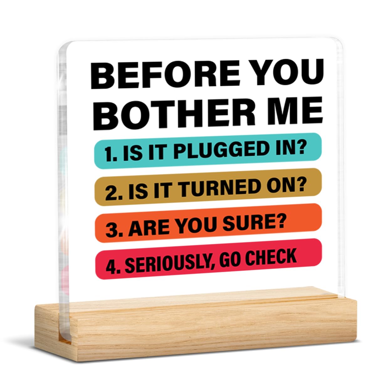 Computer Teacher Gifts for Women Men, Tech Support Gifts for Computer Teacher IT Programmer Before You Bother Me Acrylic Plaque Sign Computers Room Decor