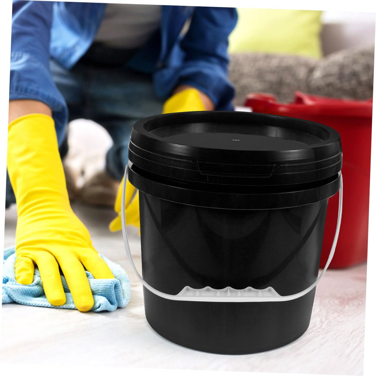 Angoily Cubo De Pintura De Plástico Tapa Sellada para Almacenamiento De Pintura y Pigmentos Contenedor Versátil para Uso Doméstico y Proyectos De Manualidades