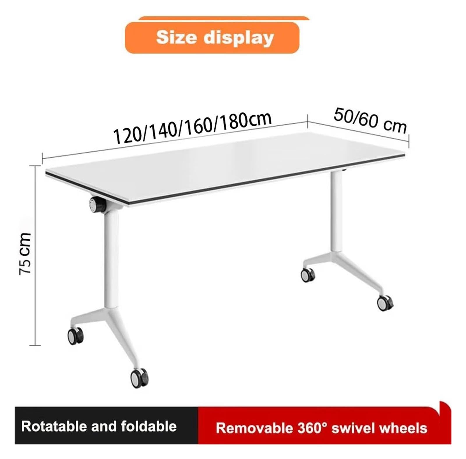 Table De Conférence Pliante, Formation Mobile avec Roues, Réunion Séminaire Roulante Rabattable for Salle Classe Bureau(120x50x75cm,2PCS)