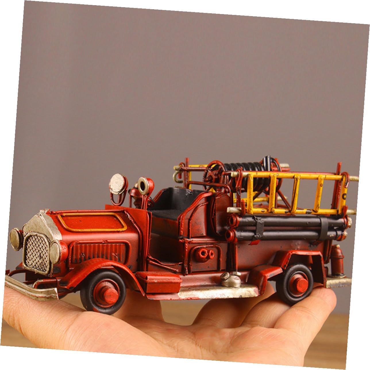 NOLITOY Kleiner Deko Vintage Feuerwehrauto Eisen, Modell aus Retro für Büro