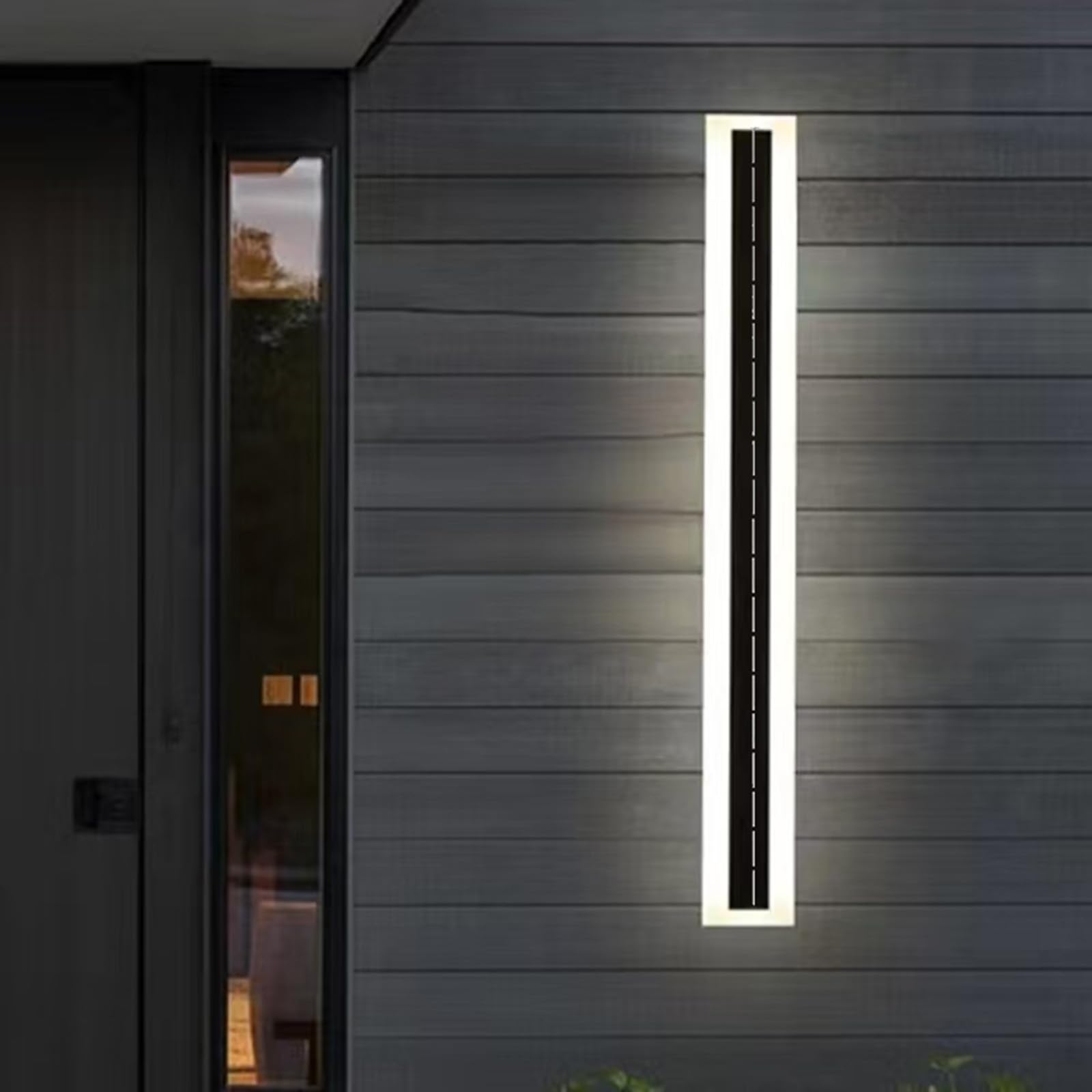HELCEKOU Modern IP65 Waterproof Solar Wall Lamp - Rechargeable LED Sconce for Outdoor Use, Perfect Yard, Garage, Balcony Lighting 100CM Black Design (White Light)