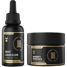 The Beard Struggle Warriors Beard Balm & Night Liquid Elixir Beard Oil Bundle Moisturizing, Healthier Beard Growth - Gold Collection - Valhallas Gates