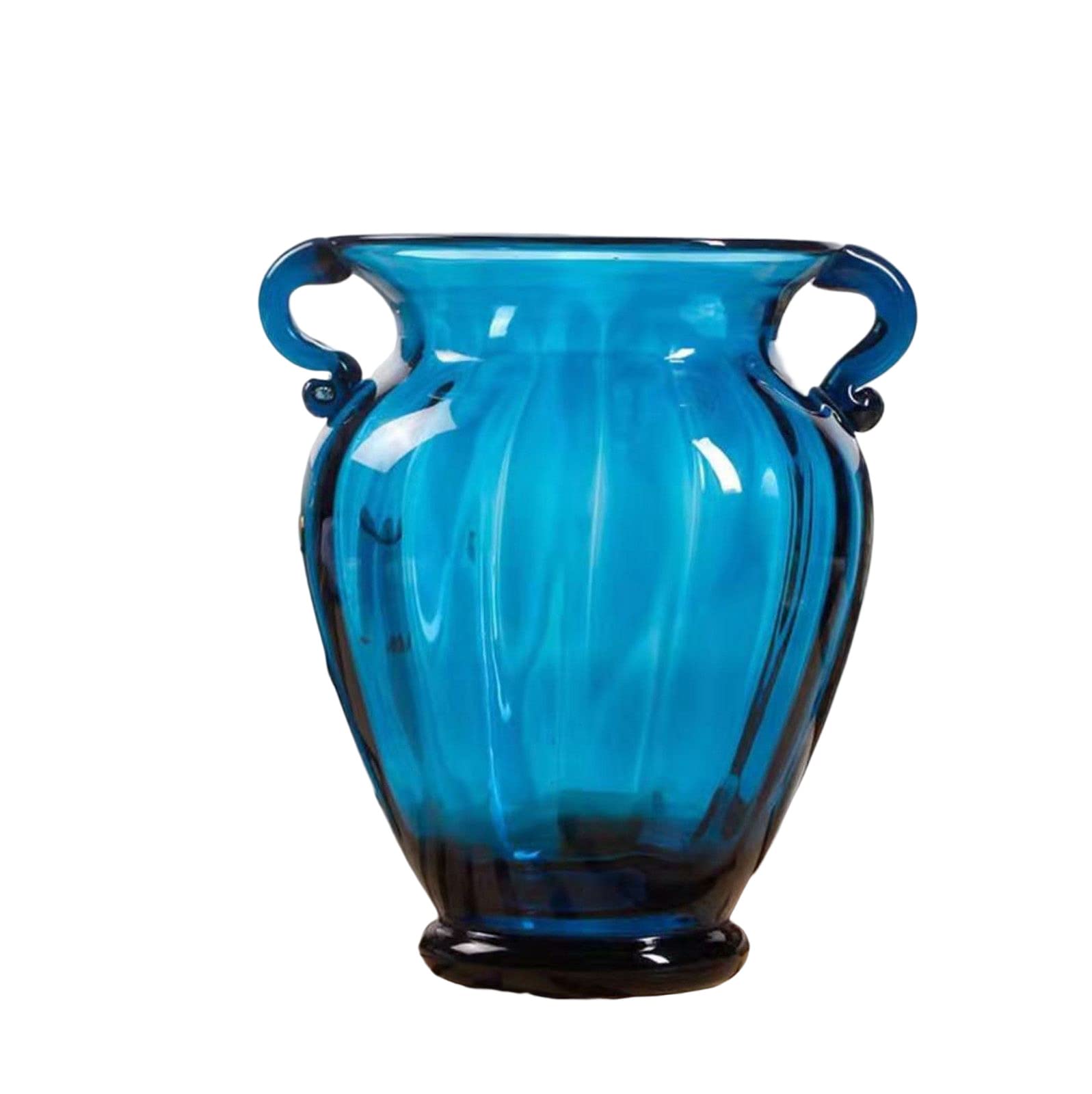 asdchZen Blue Vase, Glass Vase Tall Vases Large Flower Vase Small Vase Amphora For Hydroponics, Fresh Flowers, For Home Room Decor,Blue-10.5 * 16.5CM