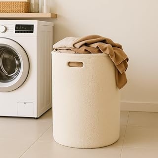 PUTSKA Laundry Basket Hamper – Blanket Fleece Basket for organizing, Décor and Toys, Clothes Hamper – Perfect for Baby and Kids Room, Nursery, Bedroom, Bathroom, Living Room - XL, Cream