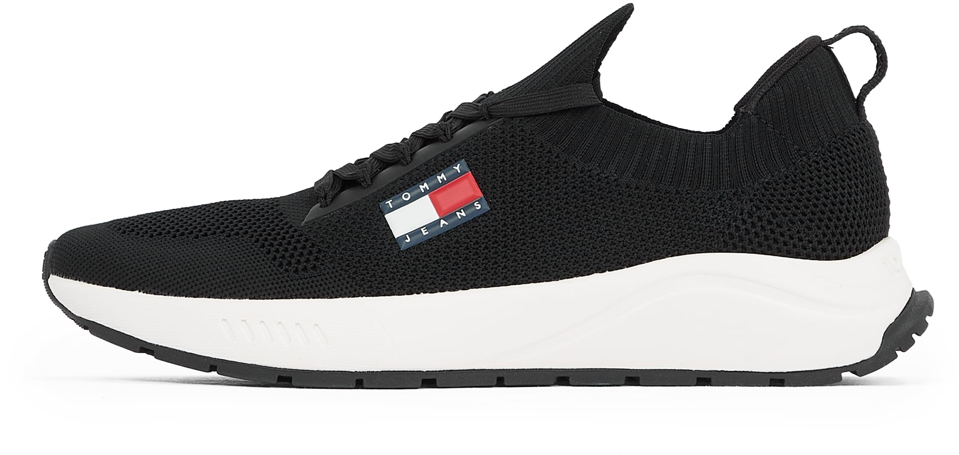 Tommy Jeans Men’s Knitted Low Top Runner Trainers, Black (Black), 6.5