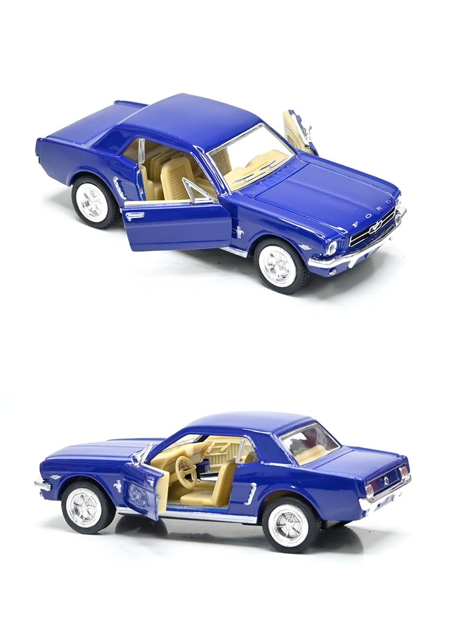 KiNSMART 1964 1/2 Ford Mustang 5" 1:36 Scale Die Cast Metal Model Toy Car Blue