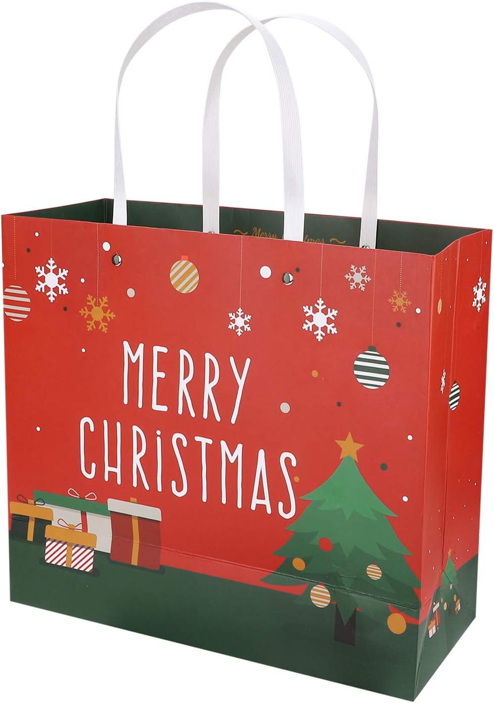 5 x Paper Party Bags Medium with Handle for Christmas Large Reusable Present Shopping Bags, Red