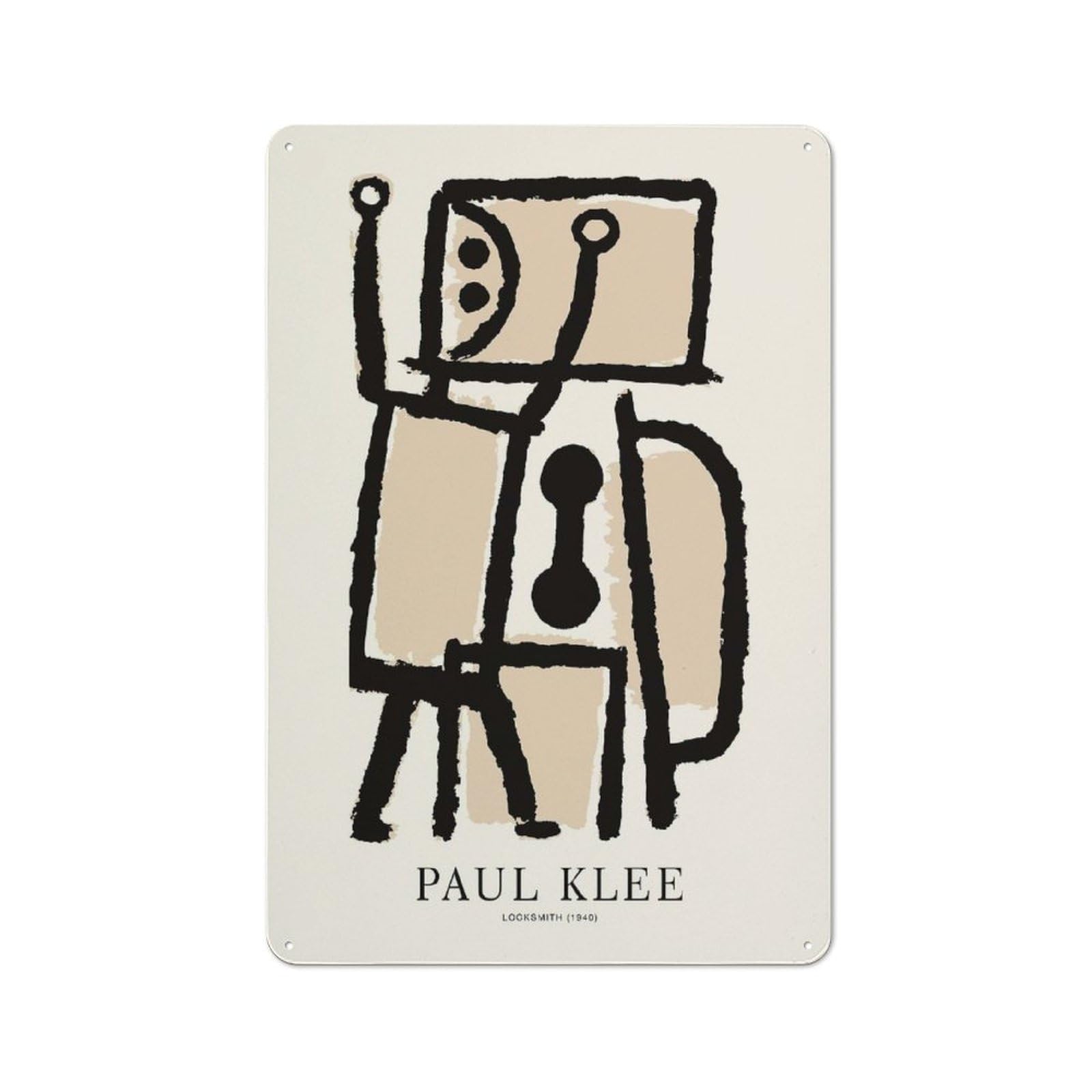 Junmoney Style-19 Paul Klee Locksmith 1940 Cottage Style Metal Wall Decor 30X20cm, Decorative Tin Sign For Cottage, Kitchen, Hallway Or Breakfast Nook