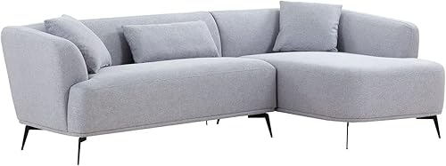 Miniatura 5 de DHHU Sofá seccional de 102 pulgadas, sofá de tapicería en forma de L para espacio pequeño con diván reversible, gris