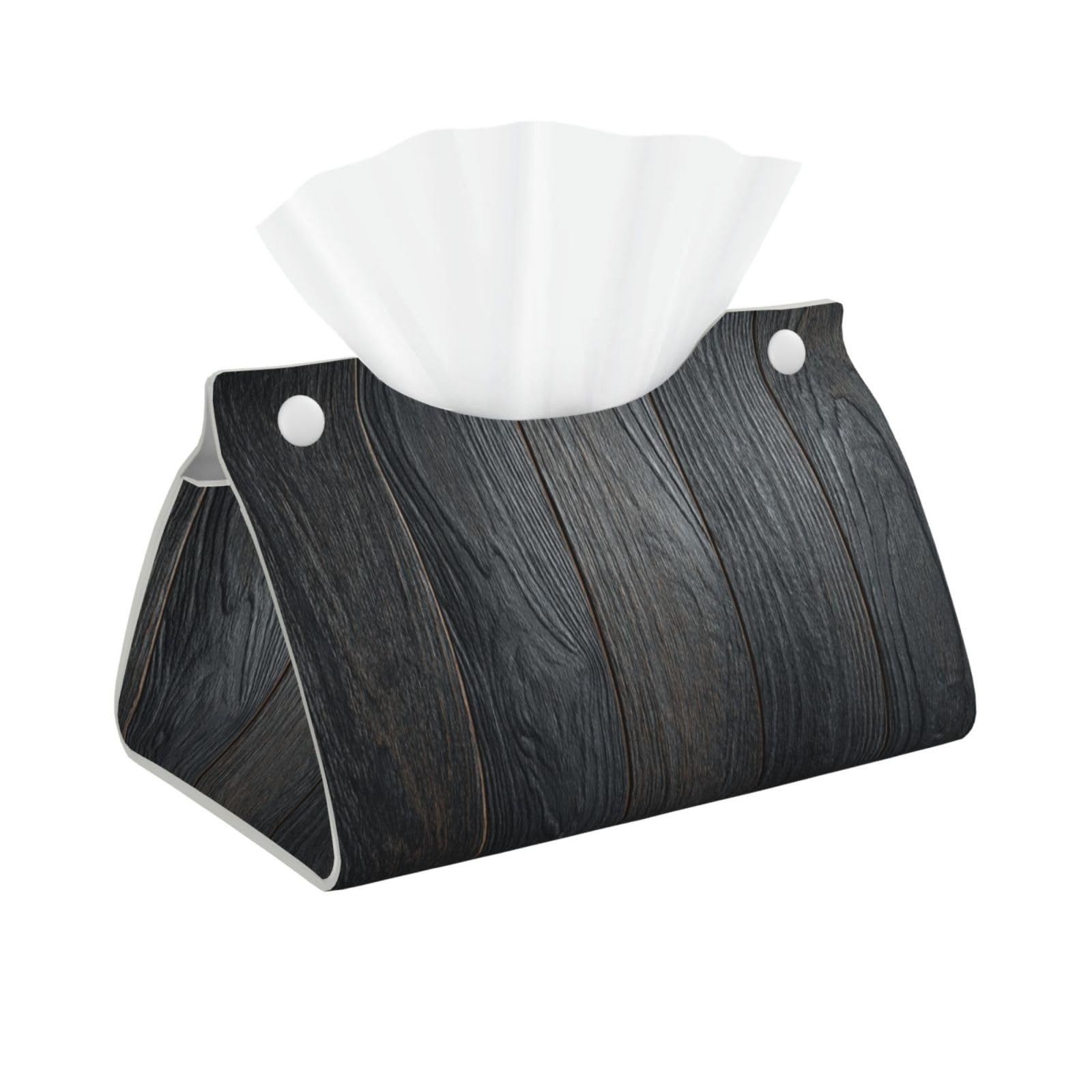 Black Wooden Tissue Box Cover Rectangle Pu Leather Tissue Box Holder for Car Bathroom Bedroom Desk Tabletop Decor