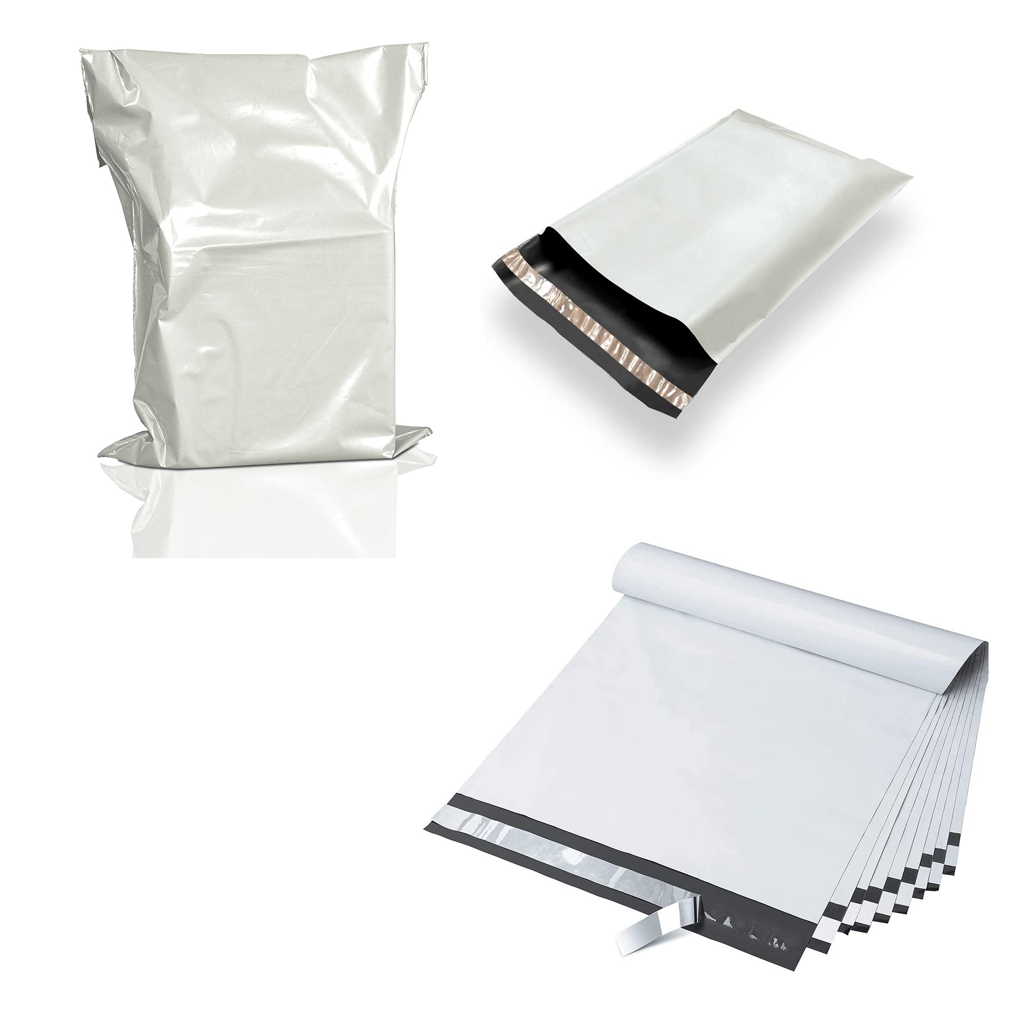 200x Premium Strong 23"x 28"+1.75" White Plastic Packaging Postal Polythene Mailing Bag Mail Bags(50 Micron)