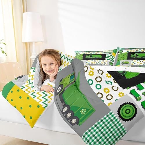 Miniatura 7 de Juego de ropa de cama de camión de basura verde para gestión de residuos y reciclaje, juego de ropa de cama de camiones de basura de dibujos