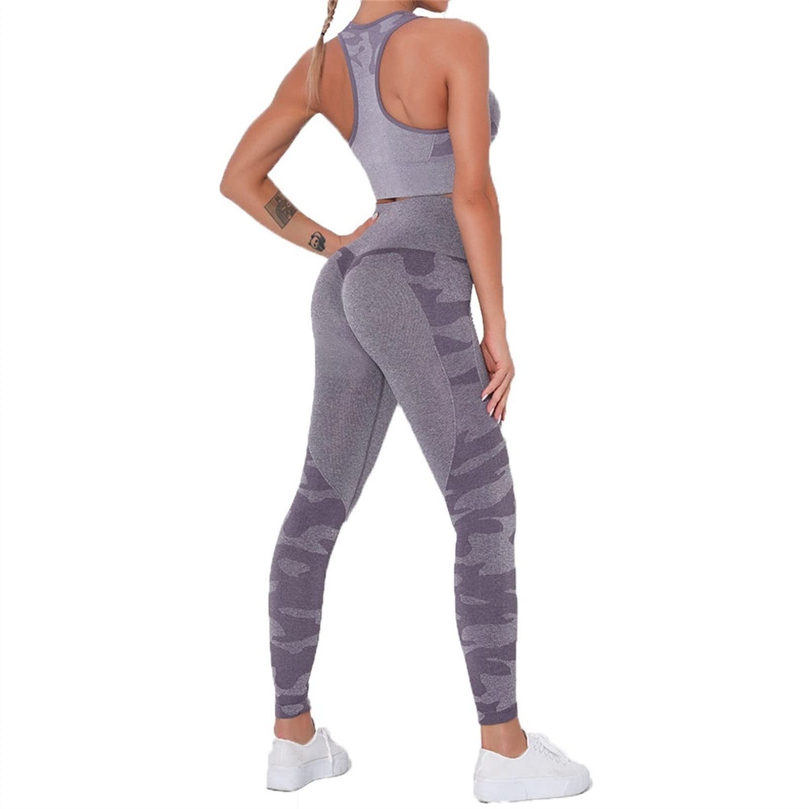 Damskie dresy treningowe do jogi, strój dla kobiet, zestaw 2 sztuki, nakładka do jogi Scrunch tłok, gimnastyka, legginsy bez ramion, sportowy biustonosz z rękawami crop Top Yoga Fitness dres treningowy 2 sztuki