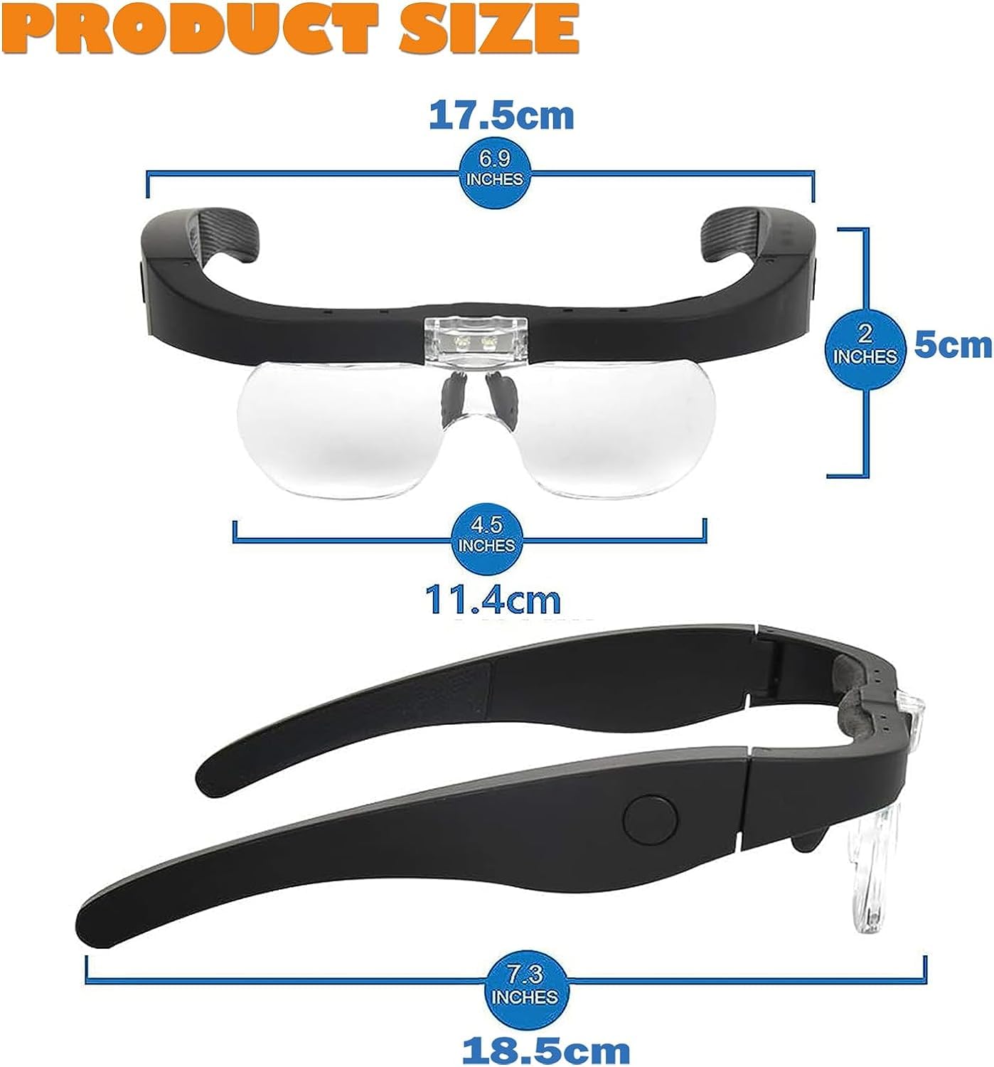 Lunettes loupes avec lumière, loupe de lecture à 300 % avec lumière