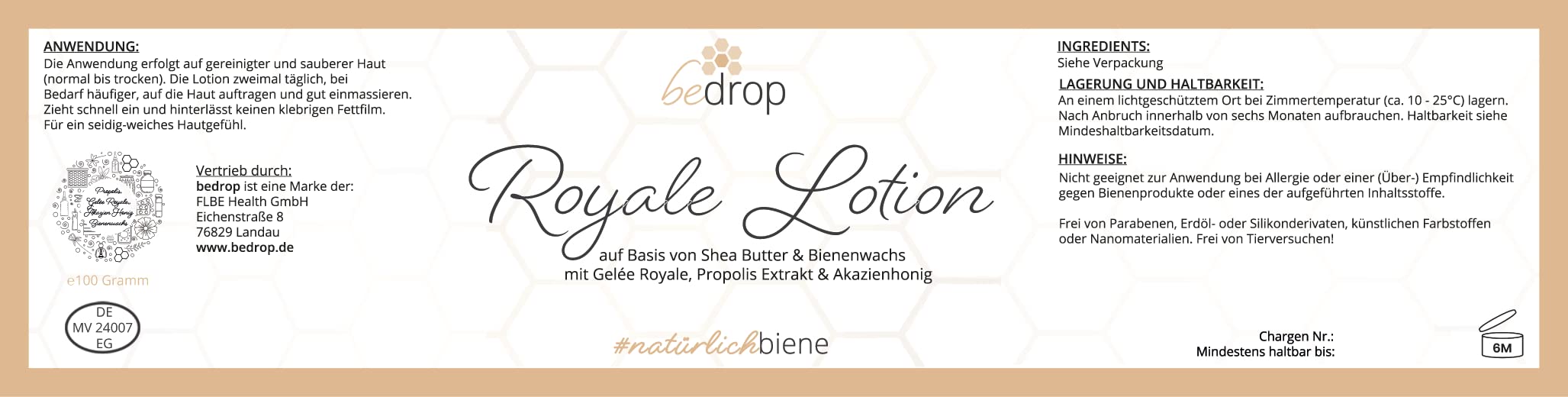 bedrop Hautpflege-Set | Bee Cream (Bienengiftsalbe) 100g + Propolis Cream (Propolis Salbe) 60g + Gelee Royale Körperlotion (Royale Lotion) 100g im Sparset