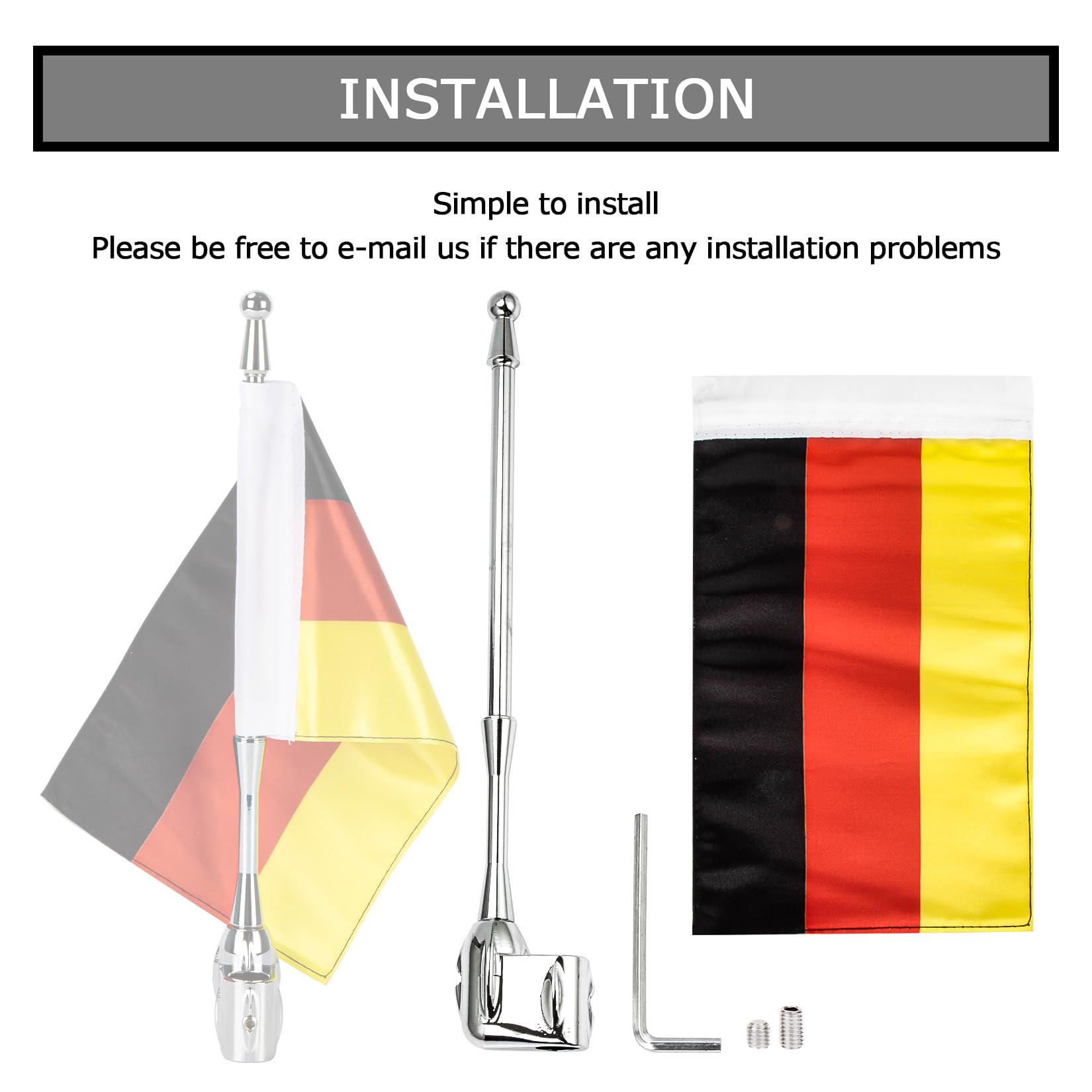 Mât Drapeau Moto Pour Honda GL1800 Goldwing - Drapeau 13,8x22,6cm - Aluminium Et Tissu - Style Patriotique