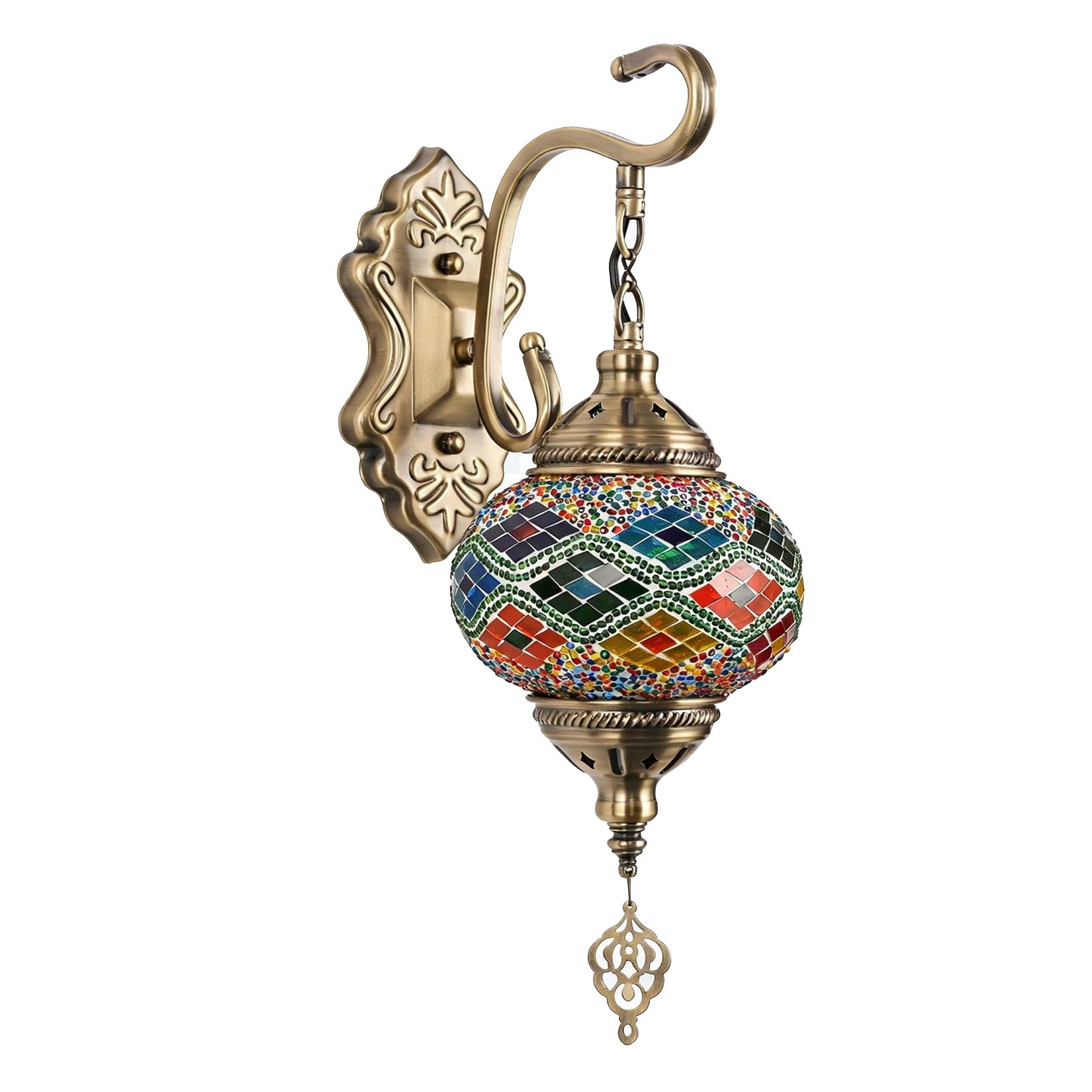 Yjmgrowing Turkish Mosaic Wall Lamp Moroccan 1-Globe Wall Sconce, 6-Inch