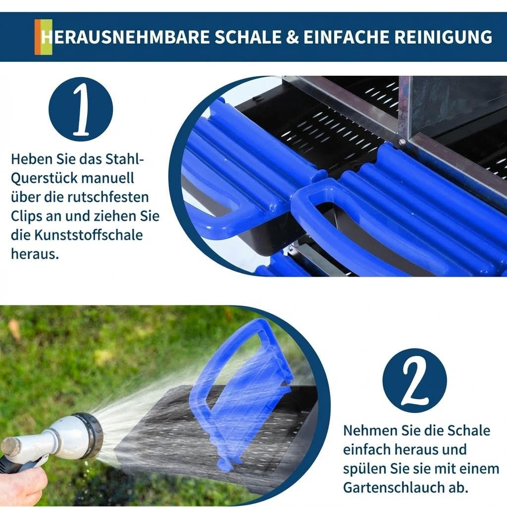 Hühner Legenest 6 Fächer Metall, Rollnest mit Beinen, verzinkt, Blau
