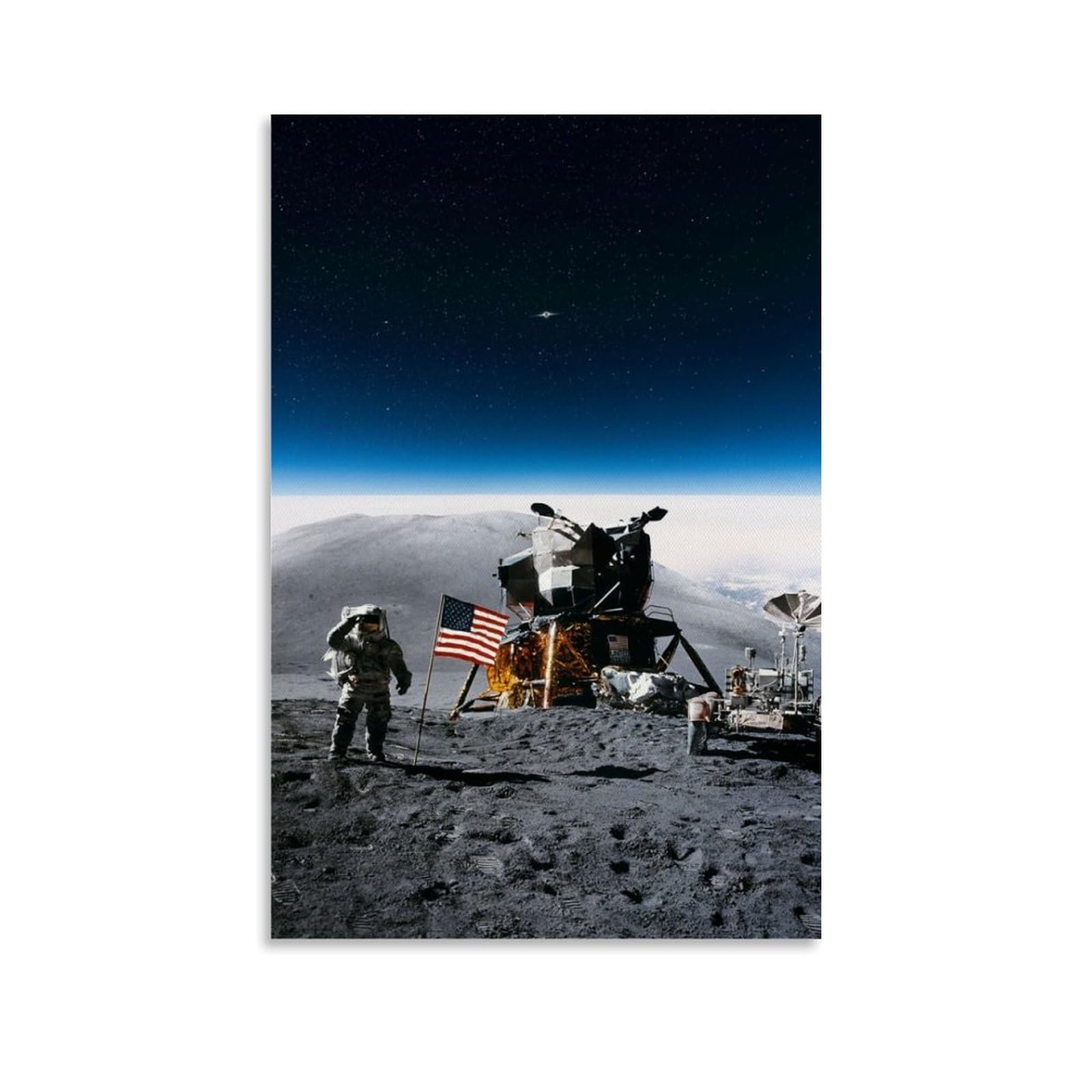The Moon Landing Space Poster Office Room Decor Cosmic Starry Sky Wall Art Posters for Wall Decoration 20x30inch(50x75cm)