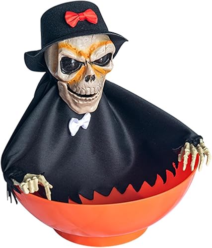 Miniatura 4 de CHBC Titular animado del caramelo del caramelo del cuenco del caramelo de Halloween con el cráneo gritando y el sensor de movimiento para el truco o