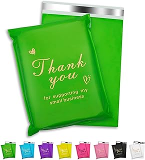 Thank You Poly Mailer 6x9 Inch 100 Pcs, Waterproof and Tear-Resistant Shipping Bags for Clothing, Strong Mailing Bags with Self-Seal, Cute Packaging Bags for Small Business - Green