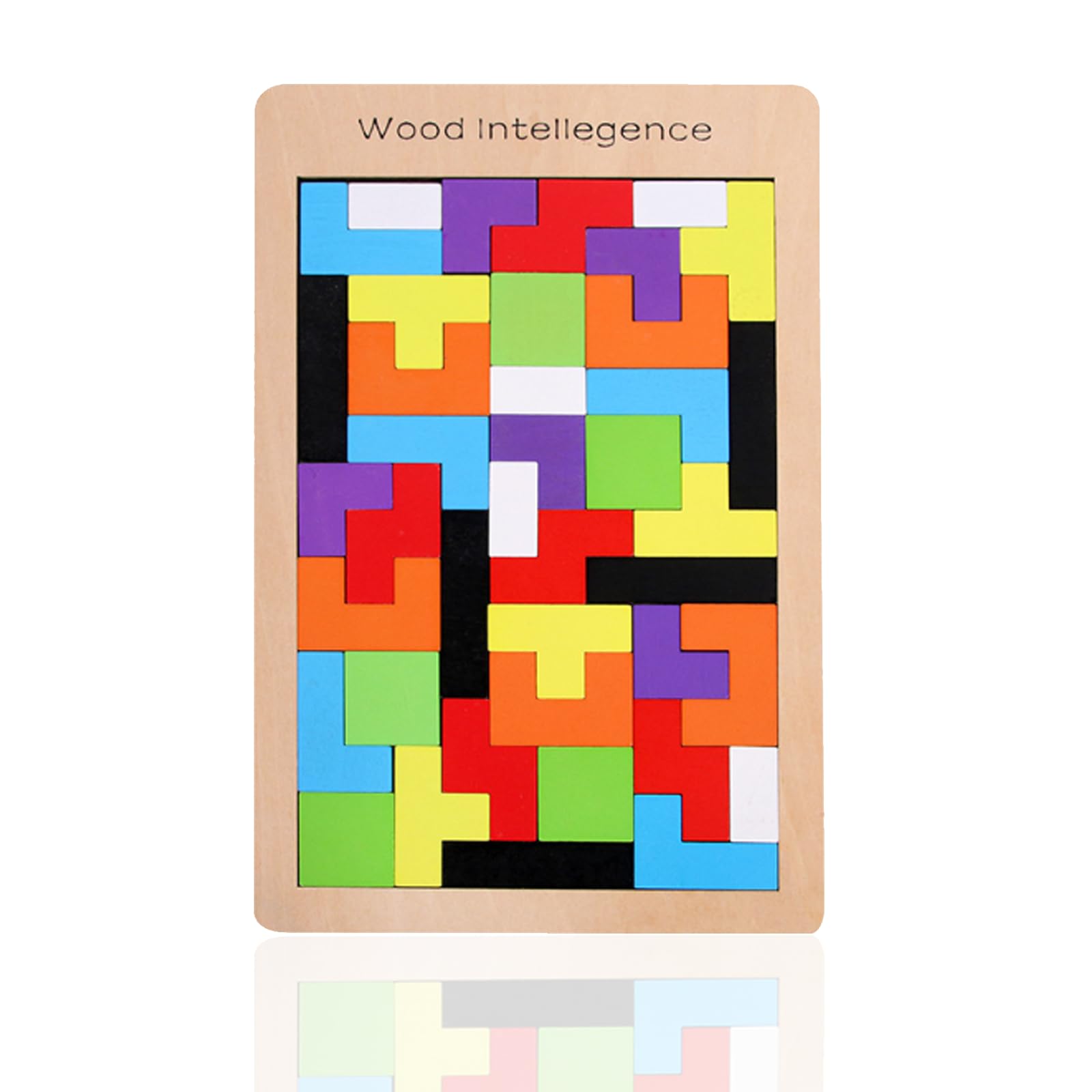 Tetris,Wooden Puzzle,Puzzle Games,Wooden Intelligence Puzzle 40 Pcs Tangram Jigsaw Brain Teaser for Brain Game Building Block Intelligence Educational Gif