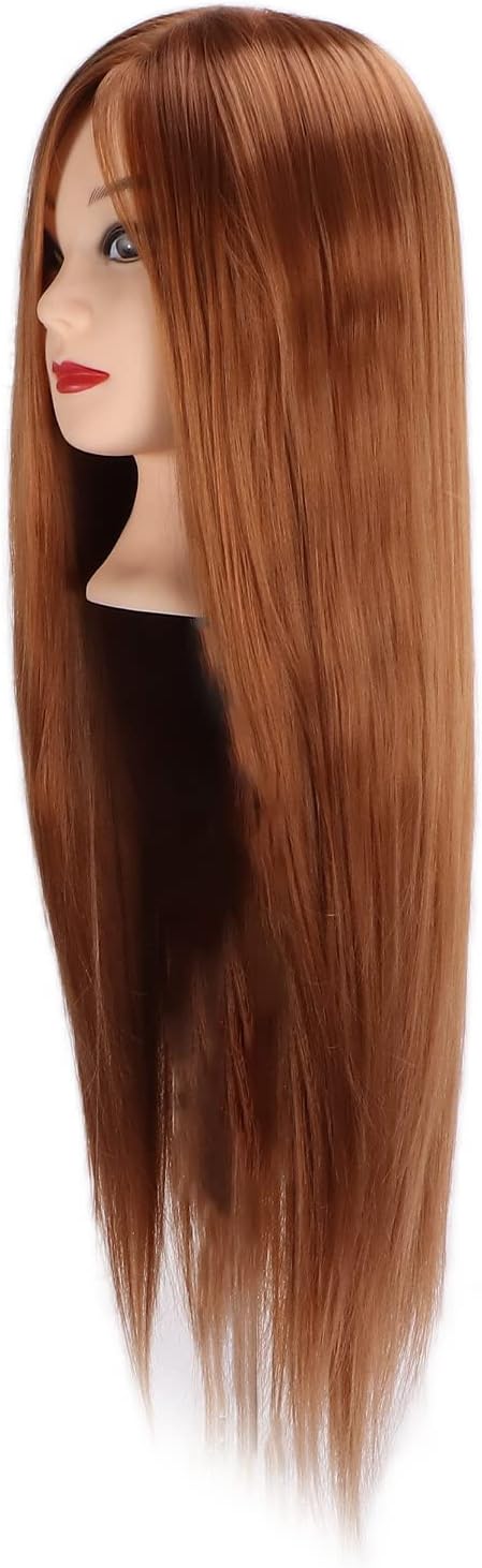 Hair Styling Head, Light Brown Hair Braiding Mannequin Head, Training Accessory