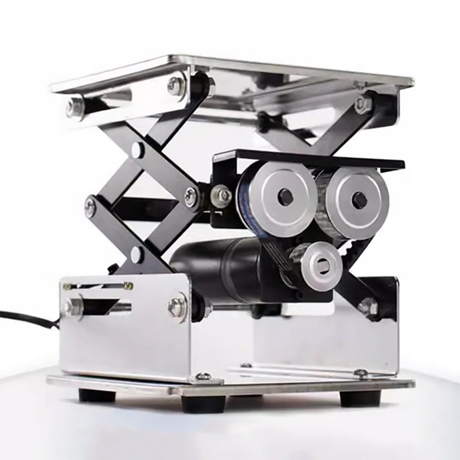 Plataforma de elevación eléctrica, elevador ajustable con control remoto, pequeño soporte de elevación de laboratorio, tipo tijera, carga móvil de 10 kg, 200 x 200 mm