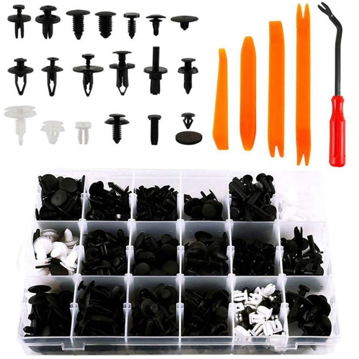 ABSOPRO 60 Clip Fermo Paraurti Parafango In Plastica - Diametro Foro 12mm - Nero