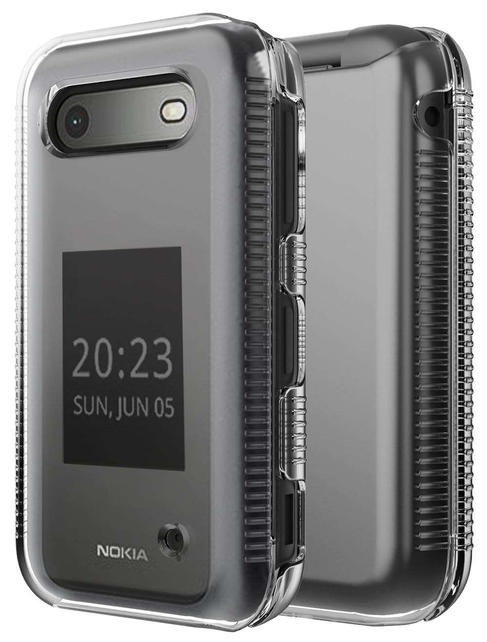 NakedcellphoneClear Case for Nokia 2780 2760 Flip Phone, Transparent Hard Shell Slim Cover (Screen Protection, Textured Grip)