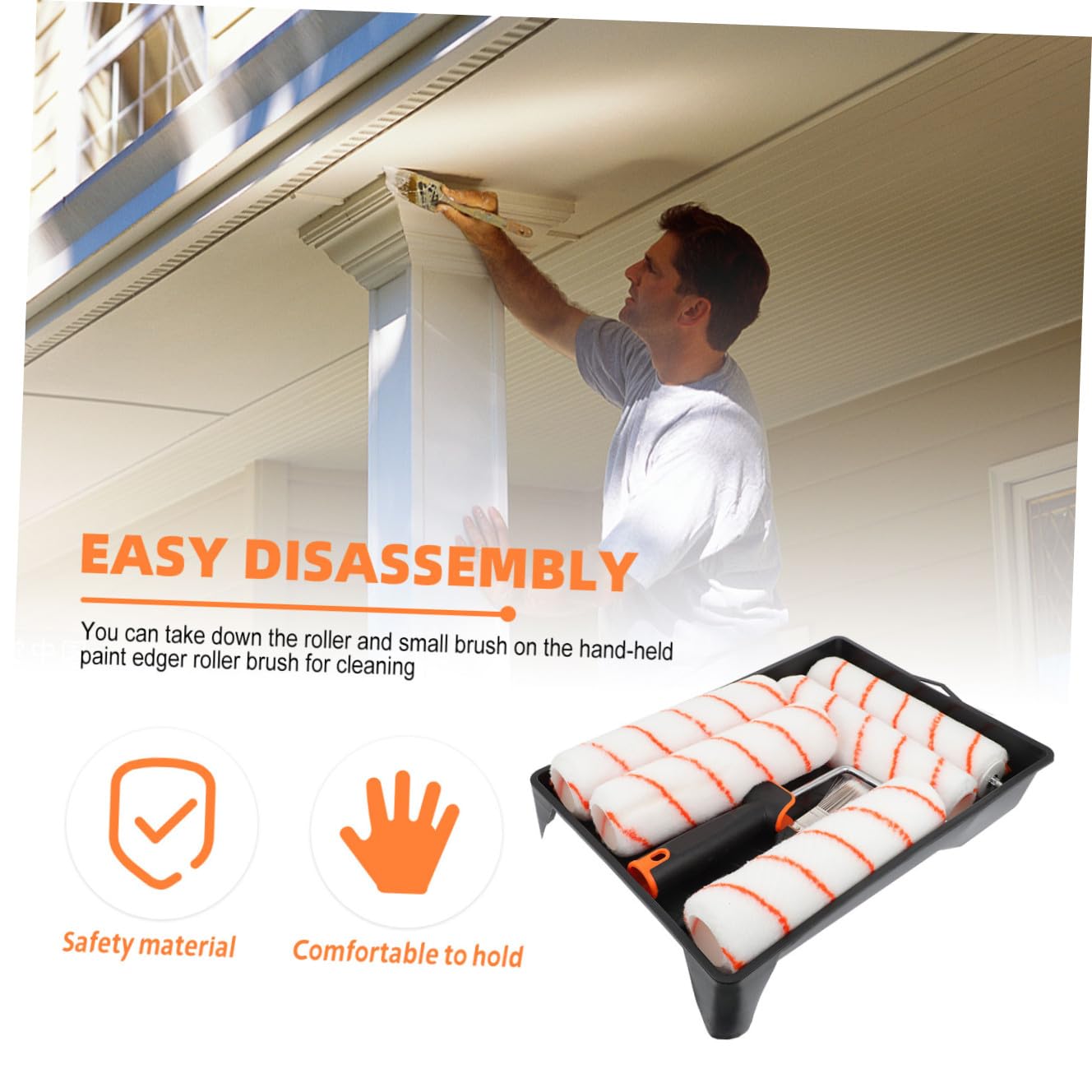 Juego de Rodillos de Pintura 8 Piezas para Retocar Esquinas y Superficies | Poliéster, Mango Flexible Tpr y Cuerpo Abs, para Marco de Ventana y Mueble, Uso Profesional o Principiante Color Aleatorio