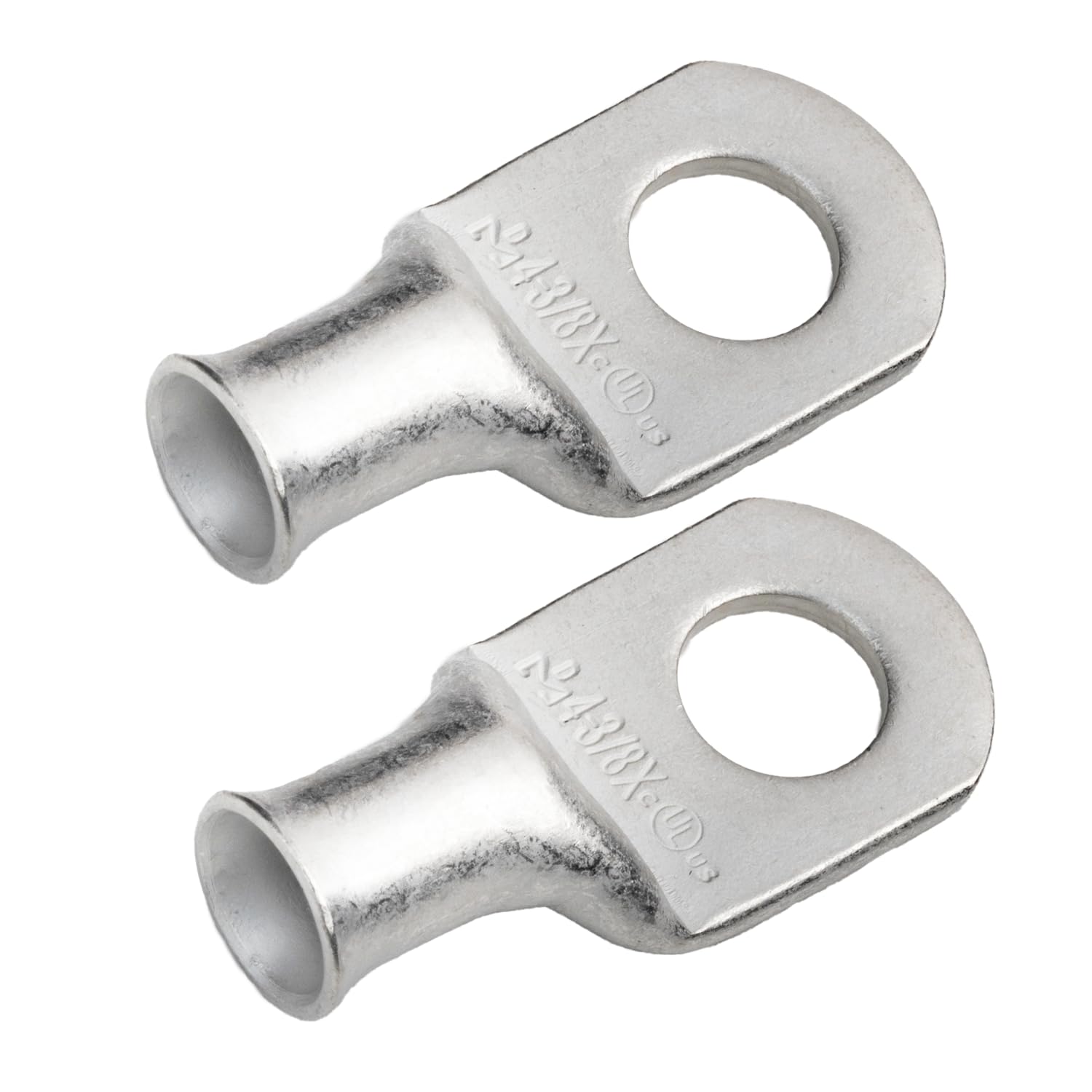 SELTERM 4 AWG 3/8" Stud (X - Wide Pad)(2 pcs) UL Marine Grade Battery Terminal Connectors Tinned Copper Battery Cable Lugs 4 Gauge Wire Connectors Electrical Battery Cable Ends Ring Terminals — image 1