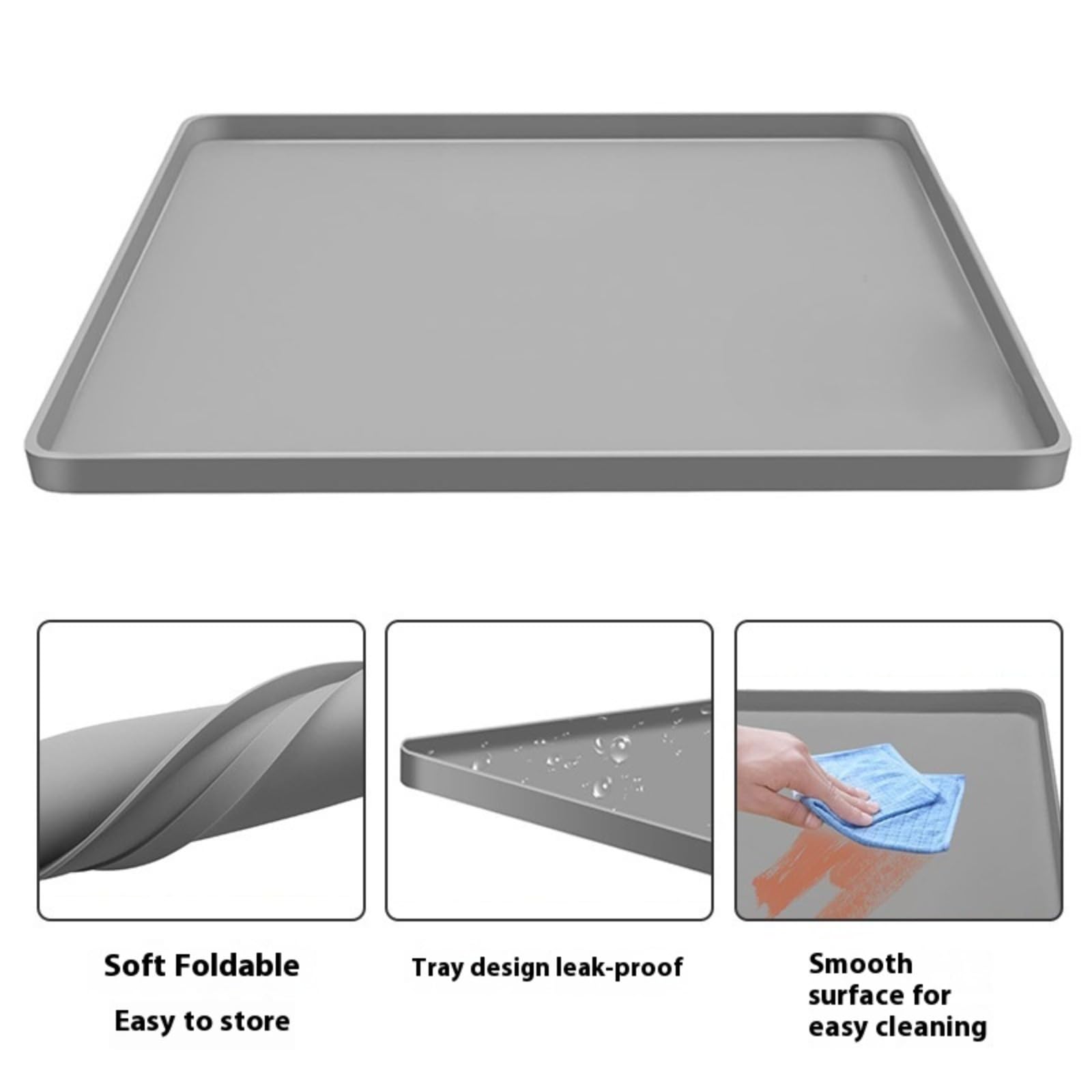 Bandeja de Drenaje para Mini-refrigeradores y Vinotecas, Alfombra para Lavadora, Protección de Silicona para lavandería de 60 x 60 cm, Adecuada para lavadoras, secadoras, cocinas
