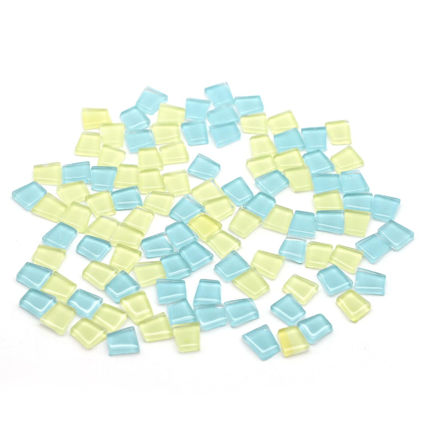 Sweven Art Mosaic Tiles, 12-15mm Size, Irregular Trapezoids, 4mm Thick, Aqua Blue & Lemon Yellow (Pack of 200Gms)-image-19